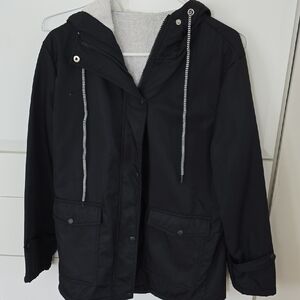 Fleece Lined Womens Hooded Raincoat Size M